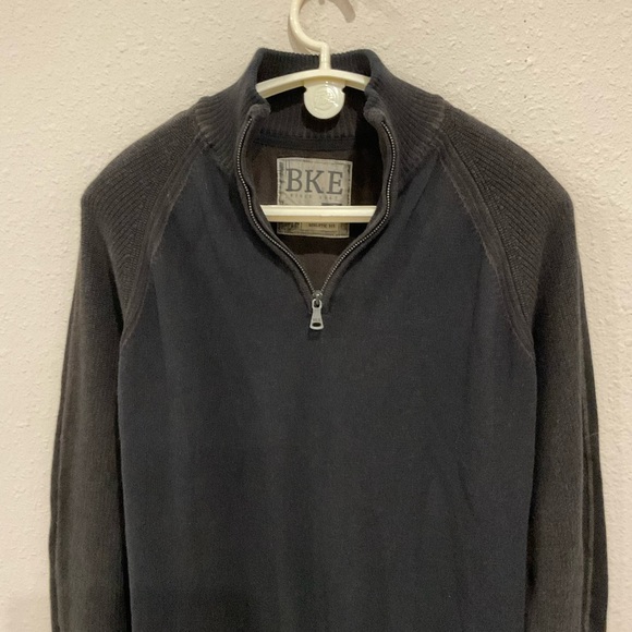 BKE Burnout 1/4 Zip Sweater Athletic Fit Black Cotton/Acrylic Men’s Size Large - Picture 2 of 9